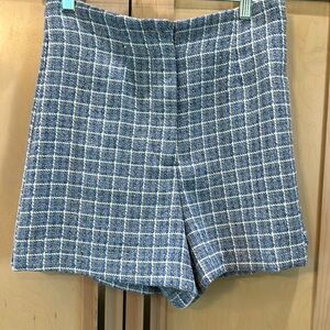 Zara blue white and grey tweed shorts sz small